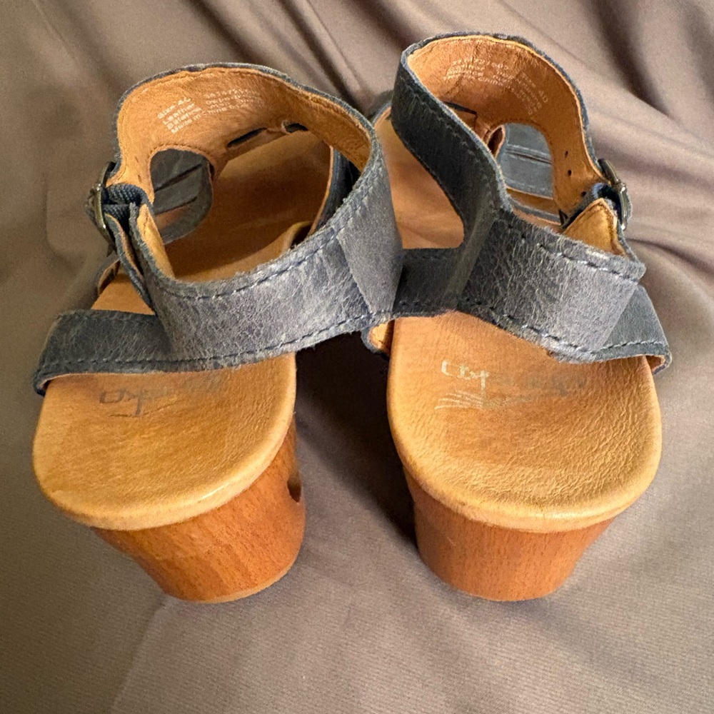 Dansko Blue Leather Strappy Wedge Sandals - Picture 5 of 8